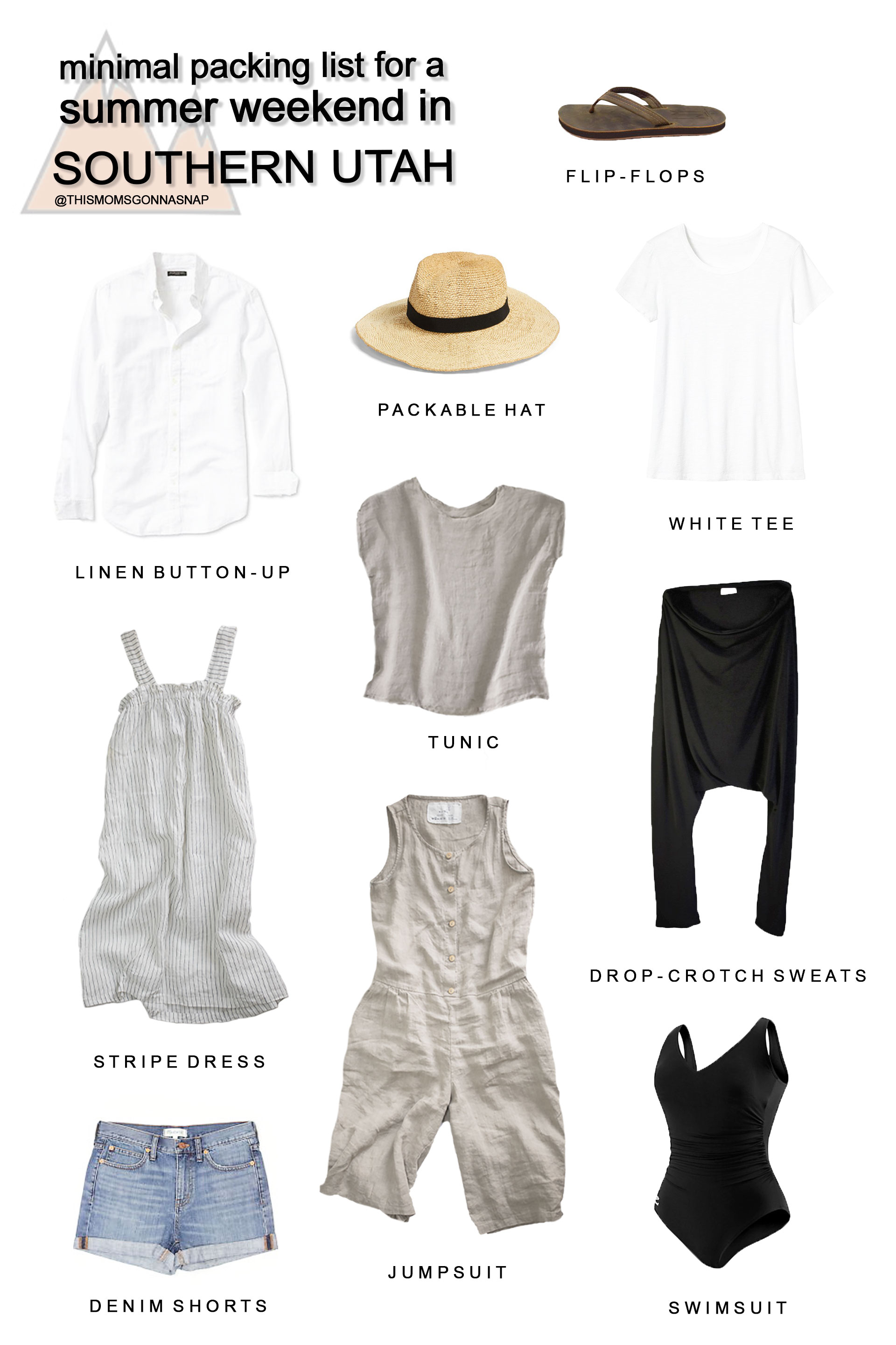 minimalist packing list, southern utah, weekend trip, packing list, road trip